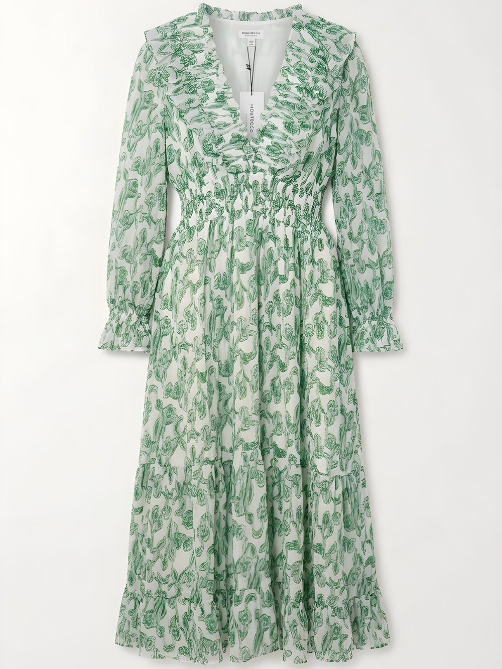 Current air- White Dress with Green leaf print, size Medium